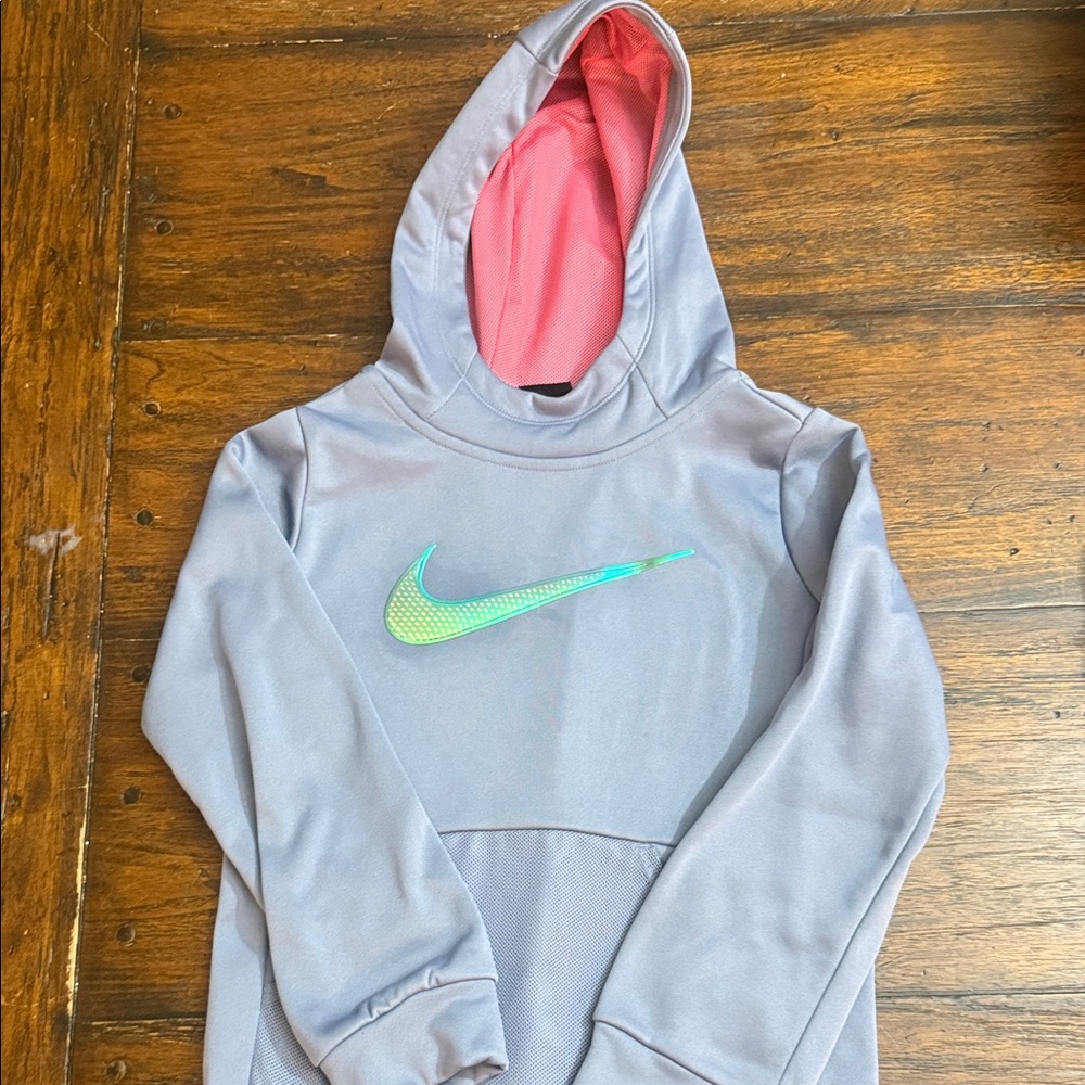 Nike Kids Gray Hoodie with Pink Interior